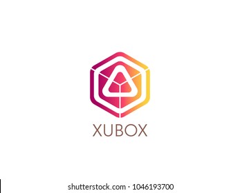abstract geometric triangle in hexagonal cube box logo icon for corporate business, apps, data technology. letter Y symbol template Vector illustration.