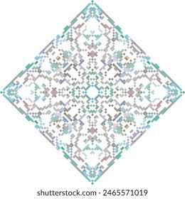 Abstraktes geometrisches Dreieck Kaleidoskop Mandala Pixel Art Design-Symbol - symmetrisches Vektorgrafik-Muster aus farbigen Dreiecken. 8-Bit.