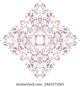 Abstract geometric triangle kaleidoscope mandala pixel art design symbol - symmetric vector art pattern from colored triangles. 8-bit.