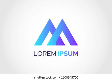 Abstract Geometric Triangle Letter M or AM Logo Concept Design Template Element. Flat Vector Illustration.