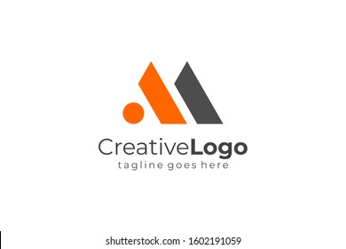 Abstract Geometric Triangle Letter M or AM Logo Concept Design Template Element. Flat Vector Illustration