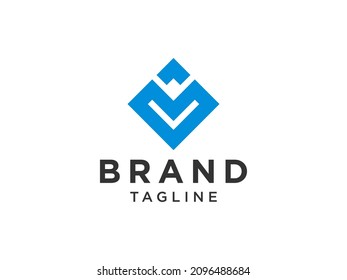 Abstrakter geometrischer Dreieck Buchstabe V Logo Konzept Design Template Element. Flache Vektorgrafik.