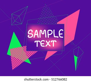 Abstract geometric triangle and lines colorful vector background/ Geometric pattern in memphis 80s style