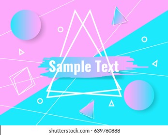 Abstract geometric triangle and lines colorful vector background. Gradient geometric shapes and brush stroke