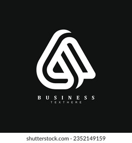 Abstract geometric triangle logo design isolated on black background for your brand or business