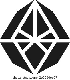 Abstract geometric triangle logo design with centered symmetry in black