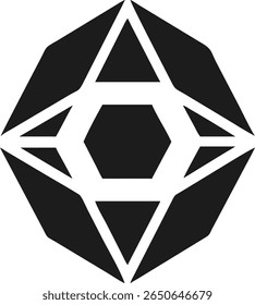 Abstract geometric triangle logo design centered symmetry black vector shape