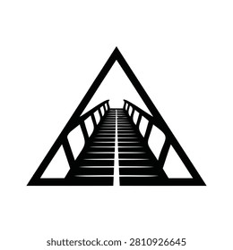 Abstract geometric triangle logo with perspective bridge walkway