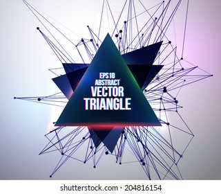 Abstract geometric triangle modern grunge background with chroma aberration effect. Vector illustration.