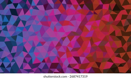Abstract Geometric Triangle Mosaic Pattern With Gradient Color From Blue Purple To Red