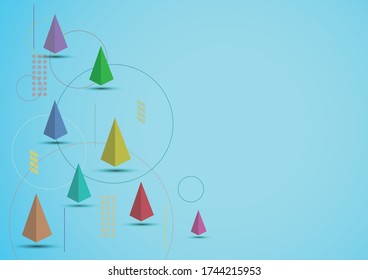 Abstract geometric triangle multicolored Light blue background for web design