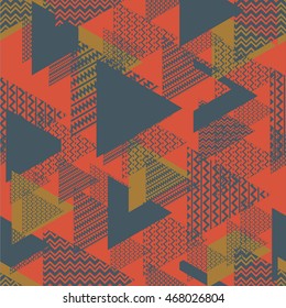 Abstract geometric triangle pattern, background vector. Pattern can be used for wallpaper, cover fills, web page background, surface textures. Vector linen texture.