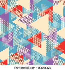 Abstract geometric triangle pattern, background vector. Pattern can be used for wallpaper, cover fills, web page background, surface textures. Vector linen texture.