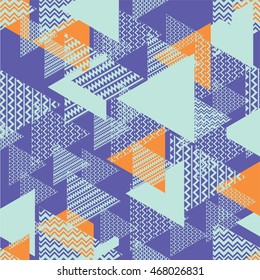 Abstract geometric triangle pattern, background vector. Pattern can be used for wallpaper, cover fills, web page background, surface textures. Vector linen texture.