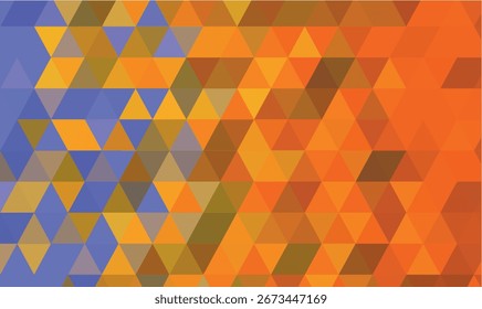 Padrão de Triângulo Geométrico Abstrato Mistura de Cores de Gradiente Azul a Laranja