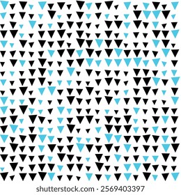 Abstract Geometric Triangle Pattern: Blue and Black Triangles on White Background
