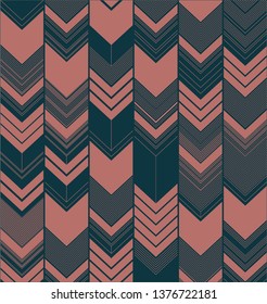 Abstract geometric triangle pattern lines. A seamless vector background. creamish pink and deep green colour. 