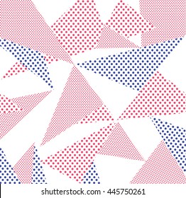 Abstract geometric triangle pattern in polka dot . Vector illustration.