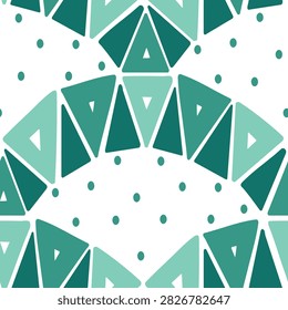 Abstract Geometric Triangle Pattern in Teal Green and Seafoam