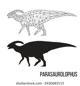 Abstract geometric triangle polygonal dino parasaurolophus silhouette isolated on white background	