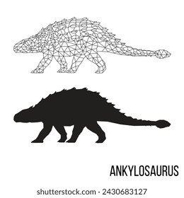 Abstract geometric triangle polygonal dino ankylosaurus silhouette isolated on white background	