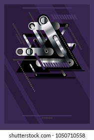 Abstract, geometric, triangle purple vector background pattern.