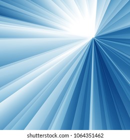 Abstract geometric triangle radial white and blue color background. Speed motion. Vector illustration