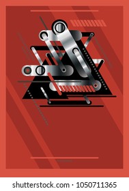 Abstract, geometric, triangle red vector background pattern.
