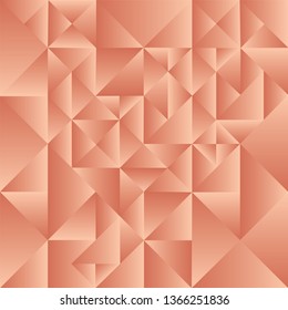 Abstract geometric triangle rose gold color background, vector illustration