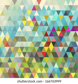 Abstract geometric triangle seamless pattern. Abstract colorful triangles background design vector. Retro pattern of geometric shapes. Triangle Geometrical Multicolored Background. 