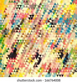 Abstract geometric triangle seamless pattern. Abstract colorful triangles background design vector. Retro pattern of geometric shapes. Triangle Geometrical Multicolored Background. 