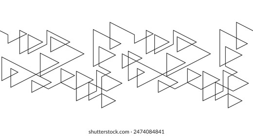 abstract geometric triangle shape graphic one line continuous seamless pattern. decorative linear ornate for banner,printing,leaflet,brochure,template,etc. digital technology futuristic modern style