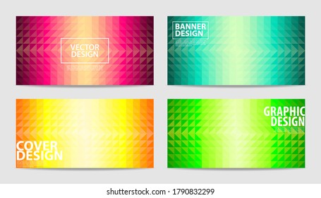 Resumen de las formas geométricas del fondo de las formas del triángulo. Gradiente colorido, conjunto de diseño de cubiertas de banners. Ilustración vectorial.