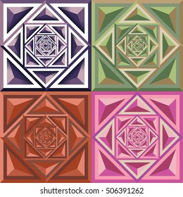 Abstract geometric triangle and square decorative color combination graphic illustration set. Beautiful ornament for sign, symbol, logo, decor, print, tile