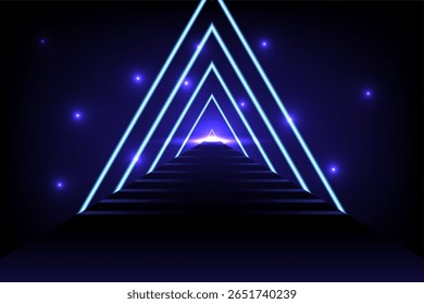 Abstract geometric triangle technology fiber optic cable network speed line, Big data transmission concept, vector illustration
