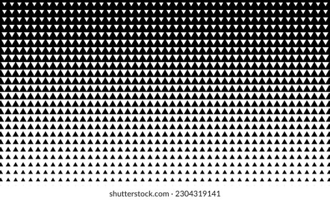 Resumen del patrón de triángulos geométricos. Diseño de moda Hipster Patrón de triángulo de impresión. Fondo de efecto de semitono. Flechas blancas y negras apuntando hacia arriba y hacia abajo. Ilustración vectorial.