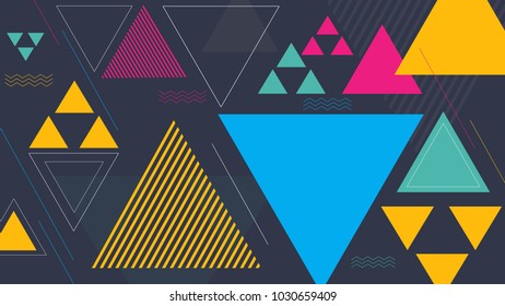 Abstract Geometric Triangles Retro Style Vector Background.