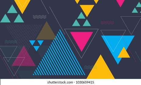Abstract Geometric Triangles Retro Style Vector Background.