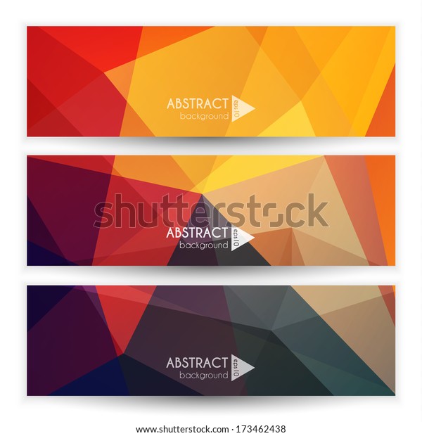 Abstract Geometric Triangular Banners Set Eps10 Stock Vector (Royalty