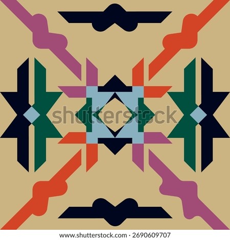 Abstract Geometric Tribal Arrow Knot Seamless Vector Pattern