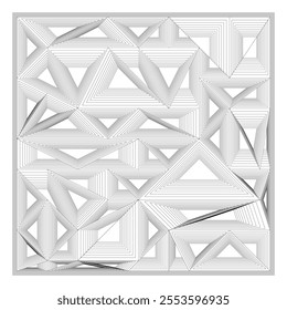 Abstract Geometric Trigonal Pattern - Monochrome Line Art Design, Modern Pattern, Minimalist Pattern
