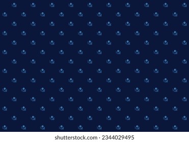 Abstract geometric tulip flower n leaf seamless pattern. Mini light and blue element on dark blue background. For male masculine cloth lady dress silk scarf fabric apparel textile garment cover pants 