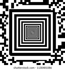 Abstract geometric tunnel. Decorative square tunnel. Endless pattern with lines. Abstract geometric pattern. 