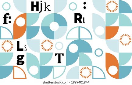 Abstract geometric typography letters background - seamless vector pattern. Font abstract background.