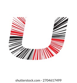 Abstractas geométrico 'U' letra Logo Concepto. Diseño de Vector estilizado de rayos de datos convergentes, conexión de Tecnología, red digital o icono de flecha de velocidad.