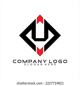 Abstract geometric U letter vector logo design.