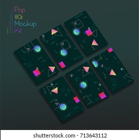 Abstract geometric UI screens 3d mockups