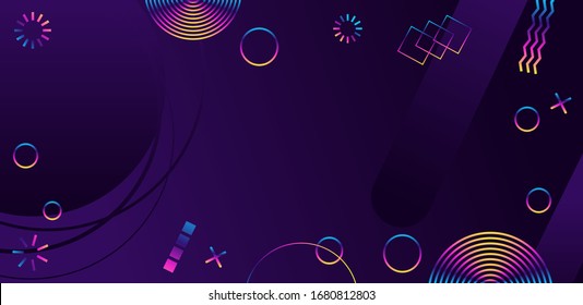 Fondo ultravioleta geométrico abstracto. Estilo futurista moderno. Pancarta de formas geométricas caóticas. Chispas y rayas arco iris.
