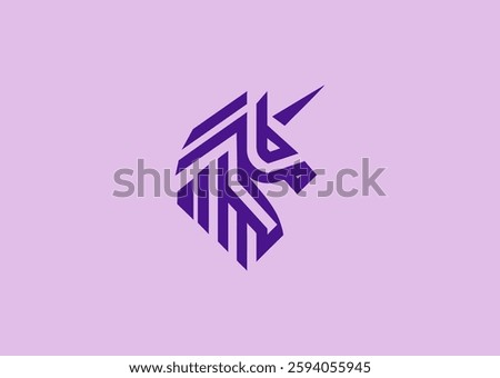 Abstract Geometric Unicorn Logo – A mystical geometric unicorn, symbolizing fantasy, magic, and uniqueness.
