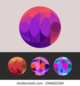 Abstract geometric unique round logo. Vector illustration